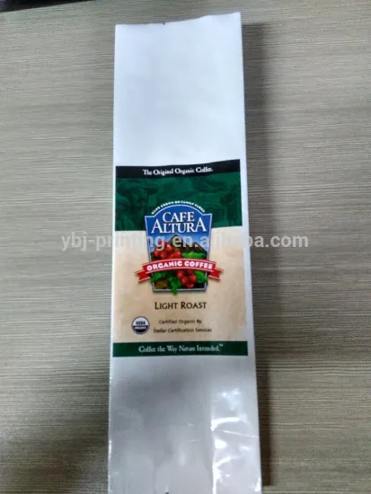 glossy aluminium foil bags/coffee bags with valve and tin tie coffee bag with design