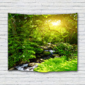 Forest Tapestry Wall Opknoping Bomen Green Creek River Natuur Zonlicht Wandtapijt voor woonkamer Slaapkamer Dorm Home Decor