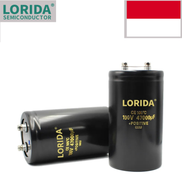 Prezzo all'ingrosso per 100V 47000uf 76*130 Capacità elettrolitica in alluminio a vite del produttore di Lorida