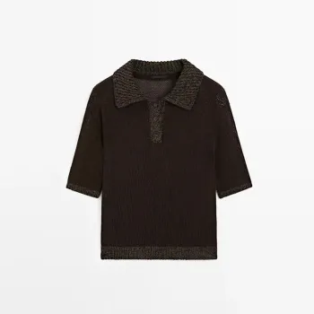 Women's knitted short sleeved polo shirt