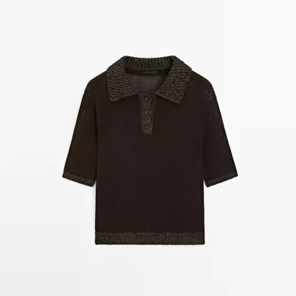 Women's knitted short sleeved polo shirt