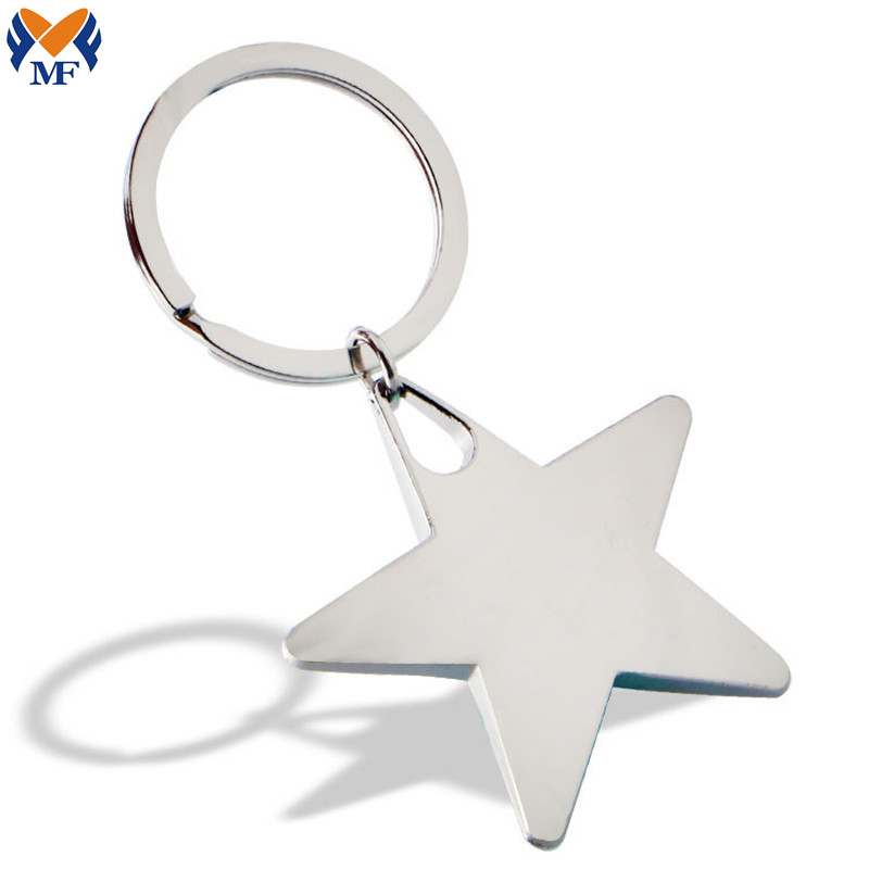 Llavero con forma de estrella de plata personalizada de metal