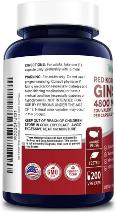 Men Libido Enhancement Korean Red Panax Ginseng Capsules