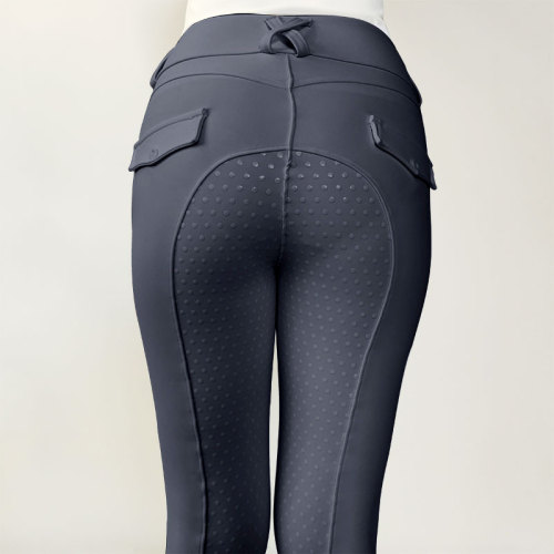 Dark Gray Women Equine Apparel Full Silicone Breeches