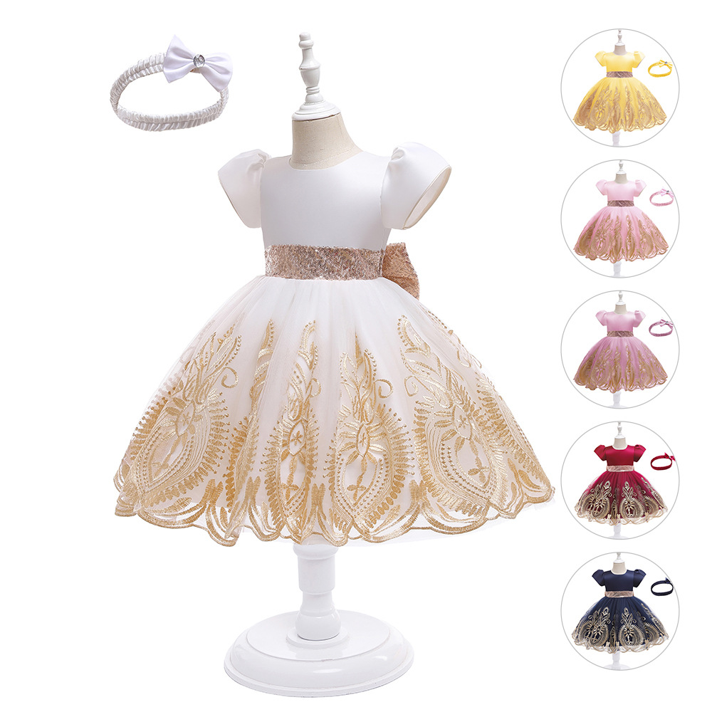 Kids Princess Bowknot Lace Girls Dress