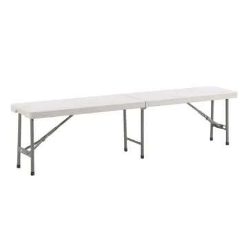 6FT 183CM HDPE Folding Bench: Portable Picnic, Garden Bench, White Plastic Bench for Patio and Balcony