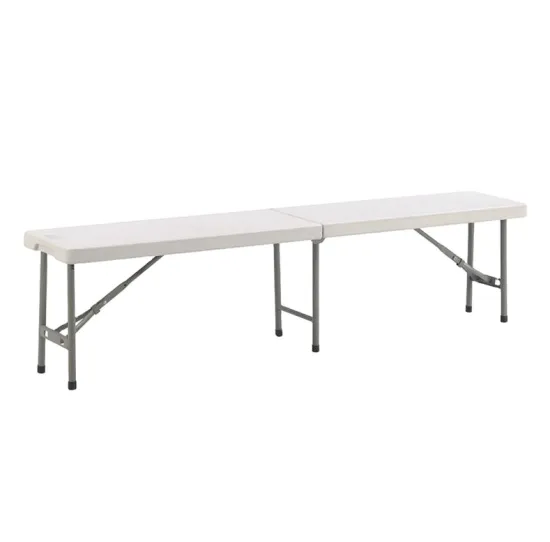 6FT 183CM HDPE Folding Bench: Portable Picnic, Garden Bench, White Plastic Bench for Patio and Balcony