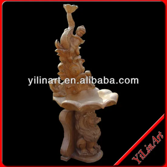 Garden Ornament Stone Fish Fountain/ Lion water fountains/ Nude boy garden fountain YL-P257