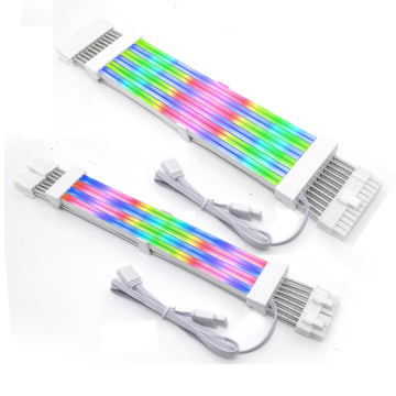 GPU Extension Cable ARGB Plus Rainbow Neon Line LED Light Cover ATX 24Pin 8Pin 3X8Pin Extender Cord