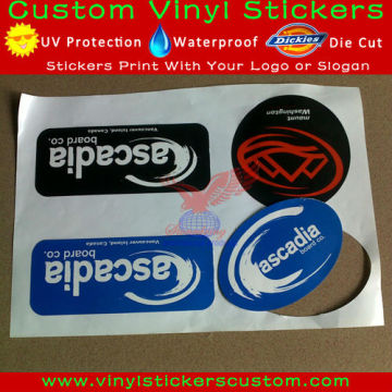 customized brand name plastic logo stickers