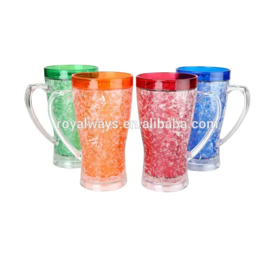 100% BPA free hot selling clear plastic frosty freezable mug with handle