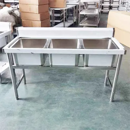 Shandong Guanbai Commercial Kitchen Equipment Stainless Steel Triple Bowl Sink
