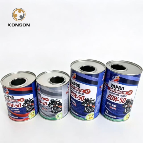 Lata de óleo de motor Konson Canister de lubrificante de metal durável com marca personalizada para armazenamento de lubrificante automotivo