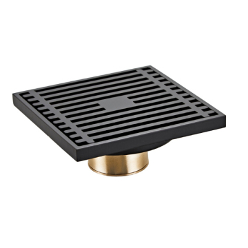 Matte Black Brass Floor Drain with 10cm Square Opening, 400g Weight and Removable Filter - Modern Kitchen Drainage System
