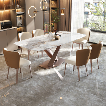 Foshan Factory Dining Table and Chair Sets for 6-8 with Sintered Stone Top