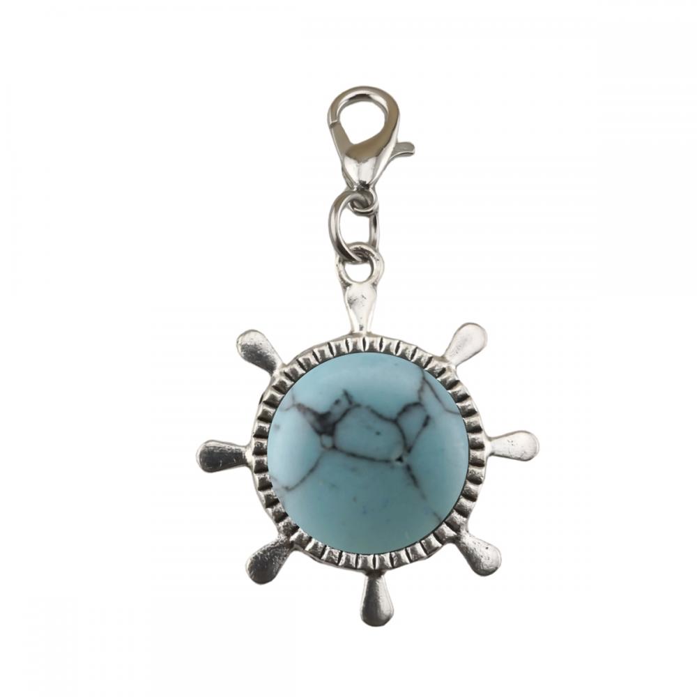 Keychains de pierre naturelle Gemone guérison Stone Key Chain en vrac Crystal Rudder Key Rings Rudder Metal Key Ring pour anniversaire