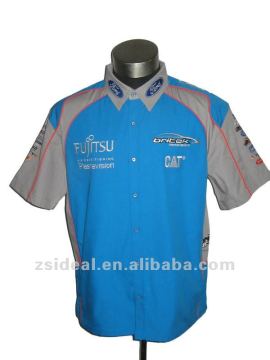 Woven cotton promotion car/motor customized Men's racing team shirt