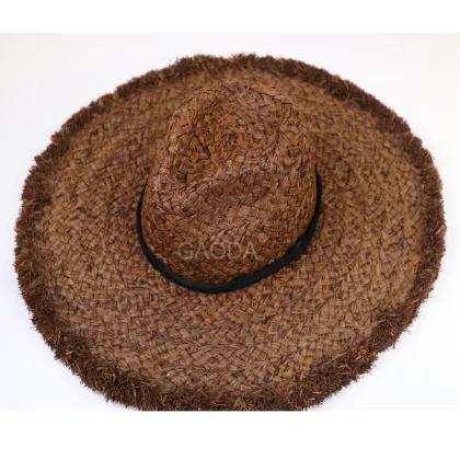 Brown lady beach raffia straw wide brimmed sun hats
