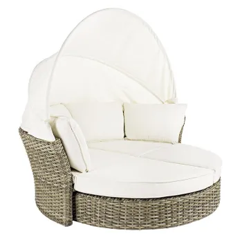 Factory Supply Retractable Canopy Round Rattan Beach Outdoor Daybed at Attractive Prices