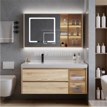 Wholesale LED Mirrored Cabinet Wooden Modern Storage Wall Cabinet Bathroom Vanity Set