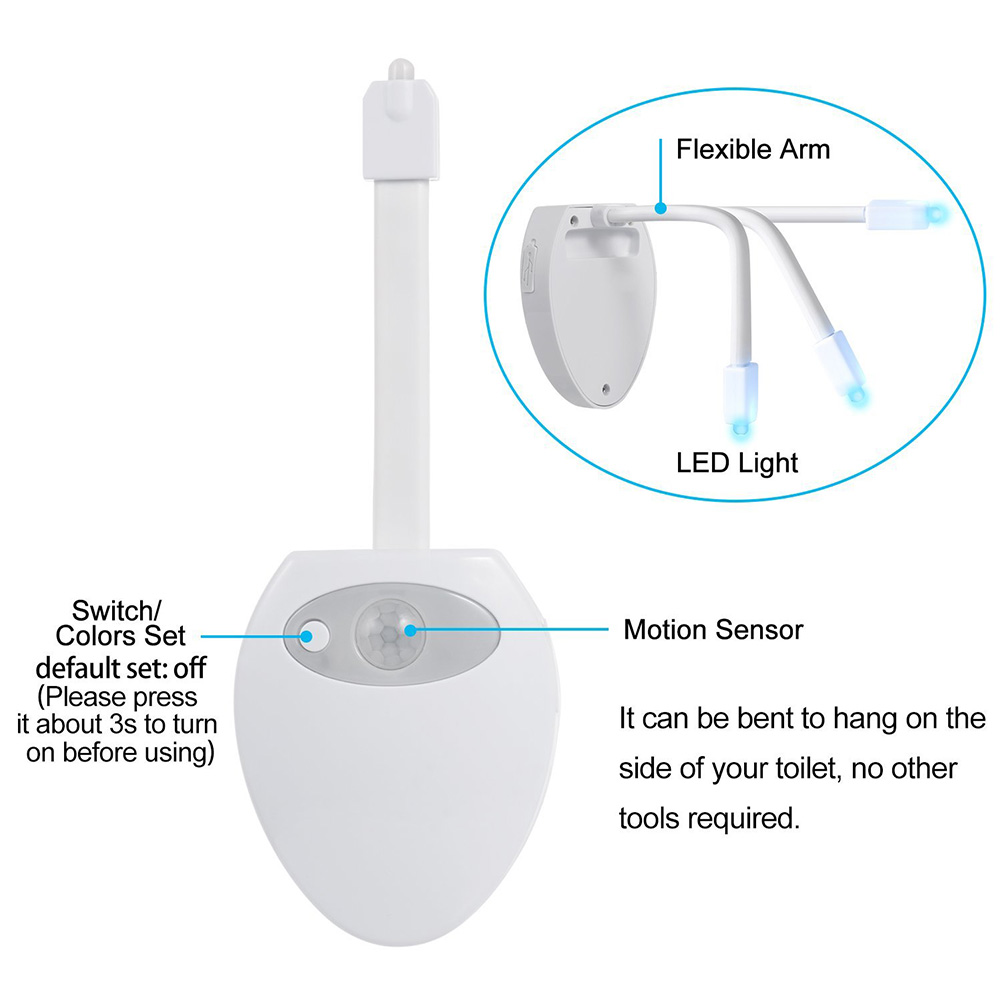 USB Rechargeable Toilet Lamp Smart Night Light PIR Motion Sensor 8 Colors Backlight For Toilet Bowl Bathroom LED Toilet Light