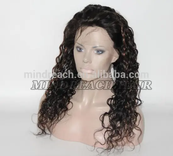 Wholesale stock virgin Brazilian hair curly wig