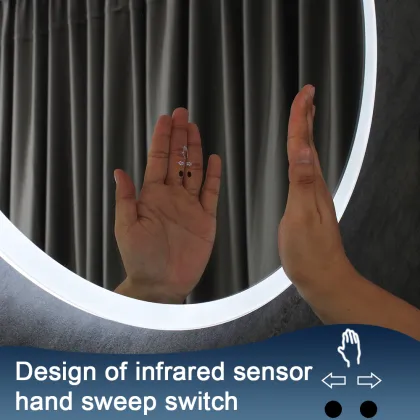 Infrared Induction Three Color Light Round Bathroom Mirror