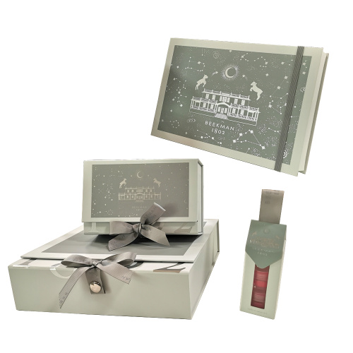 Cosmetics Paper Box with metal ribbon handle