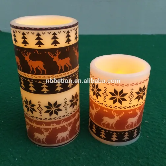 X'mas printing flameless flicking real wax candle light LED candles with real flame led flameless candles with timer