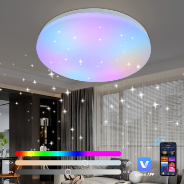 Modern LED Ceiling Light: Round RGB Smart Design Crystal Indoor Decorative Fixture for Bedroom and Kitchen