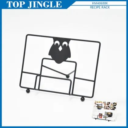 Black coated wire owl design cook book stand,owl series
