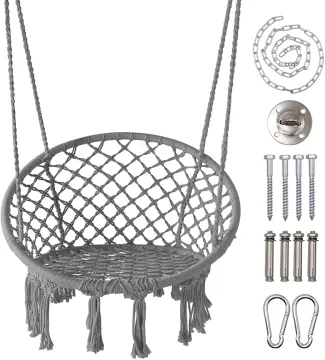 Round Hammock Chair with Hanging Kit - Macrame Swing Outdoors