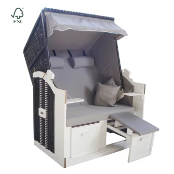 Strandkorb Premium Quality Swimming Pool & Beach Chair with Wicker Construction and Adjustable Canopy