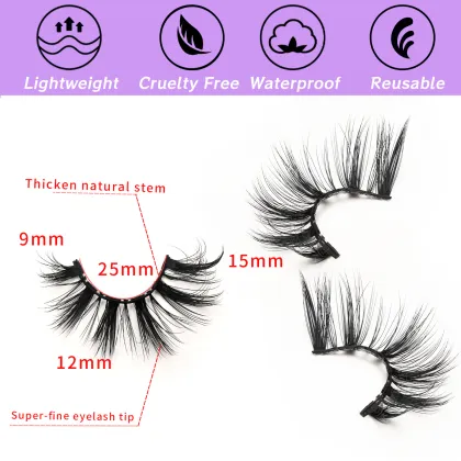 Wholesale 5D 3D Faux Mink Lashes with D Curl - Natural False Full Strip Eyelashes
