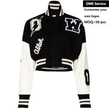 High Quality Custom Logo Baseball Women's Cropped Jacket