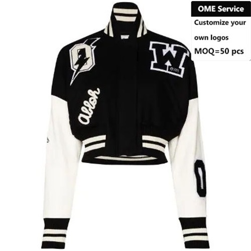 High Quality Custom Logo Baseball Women's Cropped Jacket