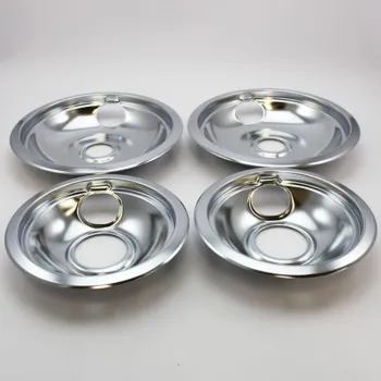 Electric Range Replacement Stove Burner Parts - 4 Packs Chrome Drip Pan Set