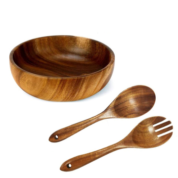11 Zoll Acacia Holz Salatschale mit Löffel und Gabel für Früchte