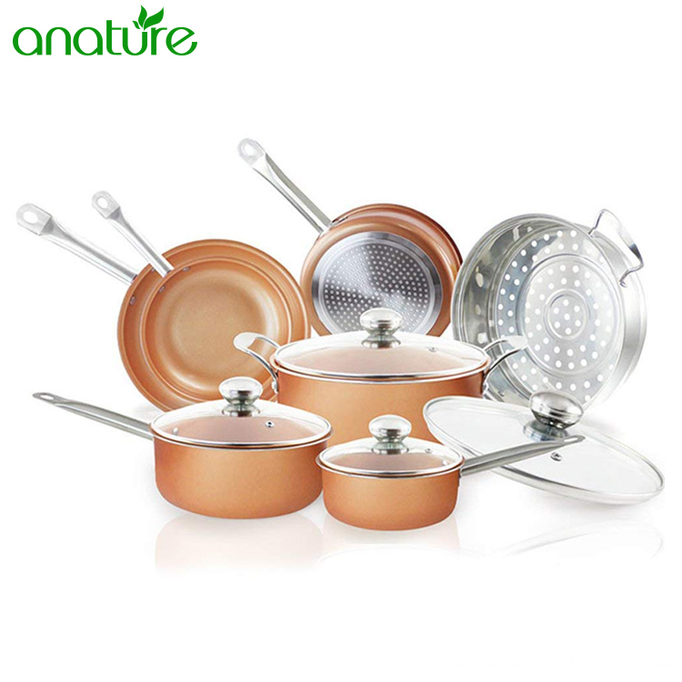 Copper Ceramic India Induction Based Nonstick Cookware Set, High
