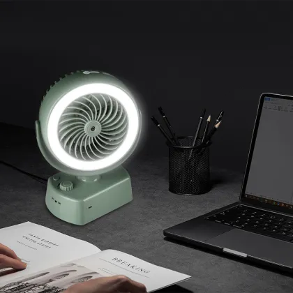 Car Electric Fan with Misting Humidification and Automatic Oscillating Head, Mute Operation and Lights
