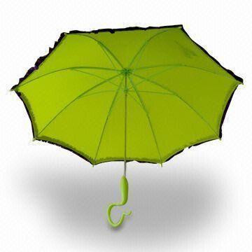 POE Umbrella with Ruffle and Special Shape Plastic Handle