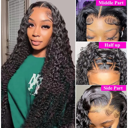 Deep Wave Human Hair Bundles With Closure