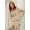 V-neck cashmere pullover with irregular hem