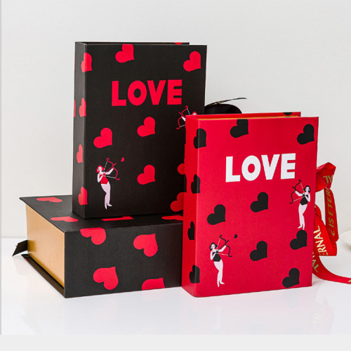 Valentine's Day Book Shape Gift Box With Ribbon