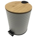 Bamboo Lid Pedal Trash Can