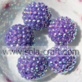 Perline rotonde con strass in resina viola solido di prezzo di fabbrica 18 * 20MM AB