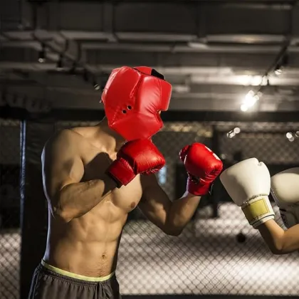 Custom Logo Sanda Head Protector Adult Kick Boxing Helmet Monkey Face Design Kids Boxing Headgear