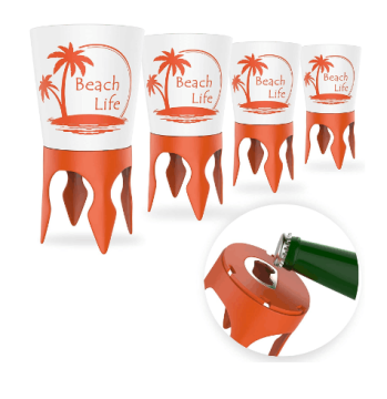 Amazon Top Seller Custom Printing Logo Beach Cup Holders with Bottle Opener