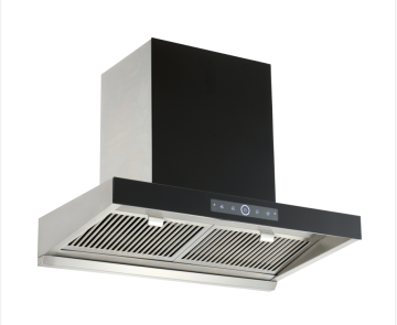 Black Glass Range Hood with Low Noise Kitchen Wall Exhaust Fan