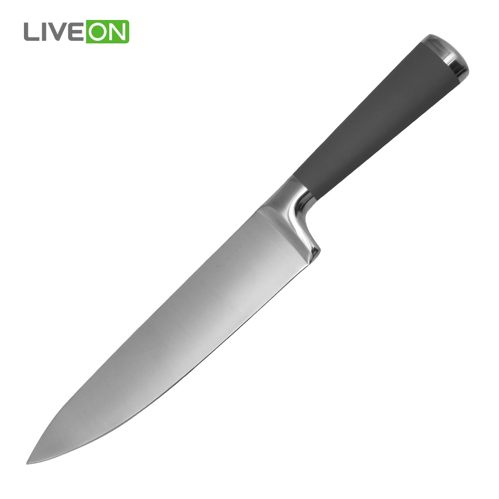 Couteau de cuisine en acier inoxydable avec support en acrylique